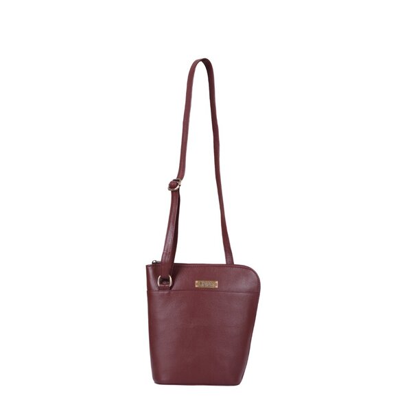 Cherry Red Leather Crossbody Sling Bag for Women – Over The Shoulder Belt Purse - Picture 9 of 10